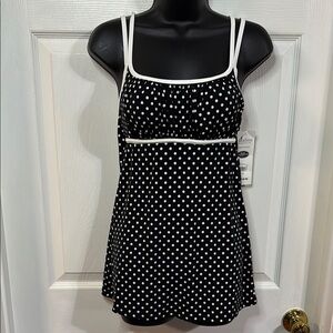 Catalina black & white polka dot one piece swim suit, size small (4-6), NWT.